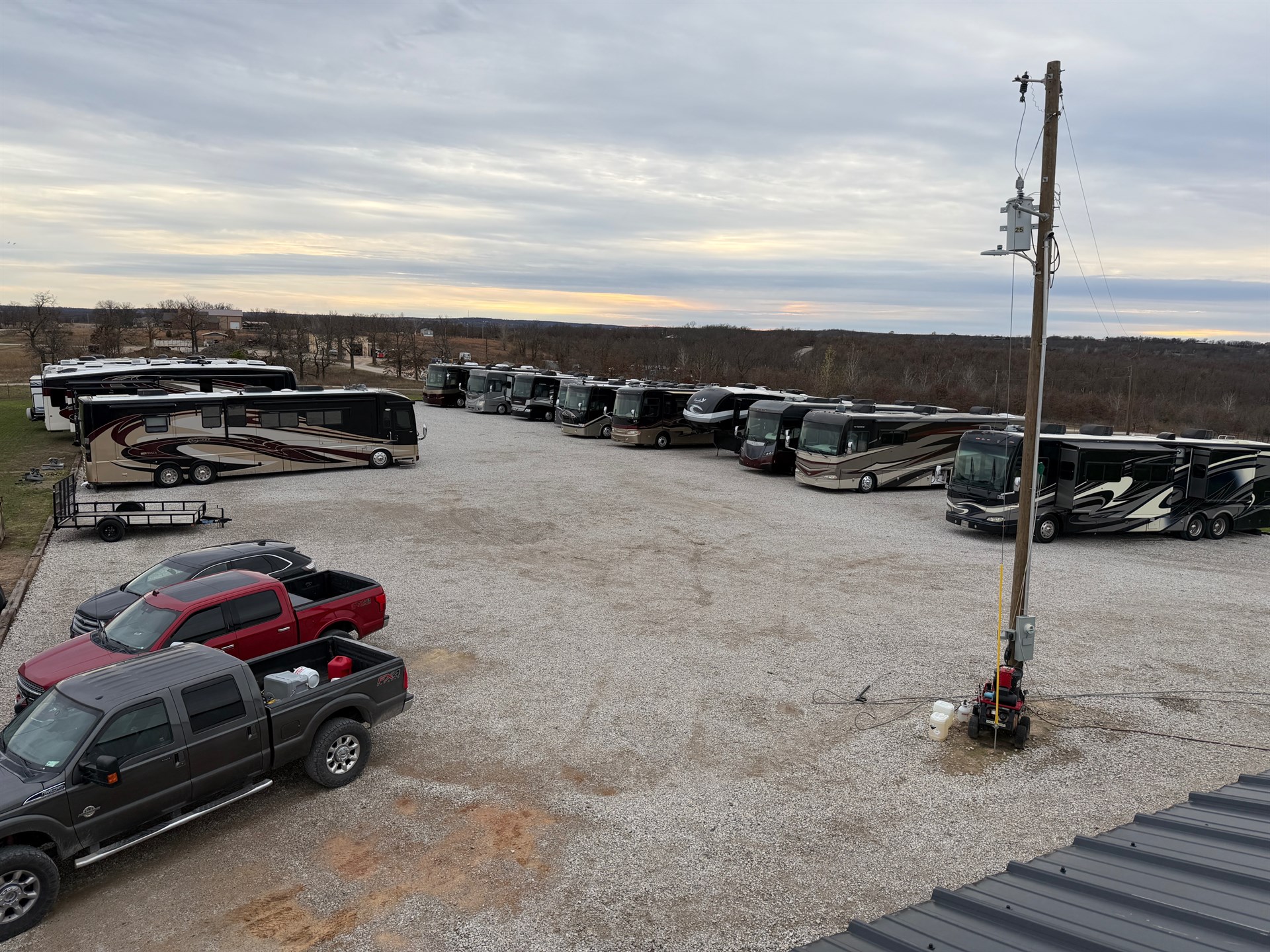 Man enjoying forest scenery next to parked RV