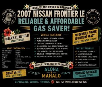 2007 Nissan Frontier LE  RELIABLE & AFFORDABLE GAS SAVER ! - Photo 11 - Honolulu, HI 96818