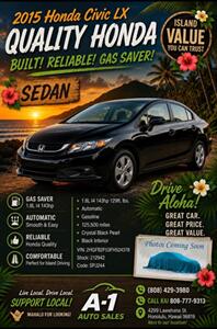 2015 Honda Civic LX QUALITY HONDA BUILT !  RELIABLE GAS SAVER! Sedan