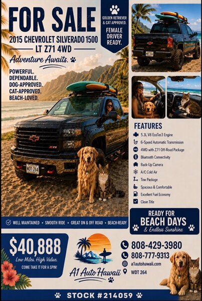 2015 Chevrolet Silverado 1500 LT  4 WHEEL DRIVE MONSTER ! - Photo 1 - Honolulu, HI 96818