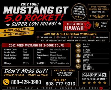 2012 Ford Mustang GT 5.0 ROCKET! SUPER LOW MILES! - Photo 2 - Honolulu, HI 96818