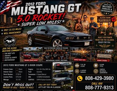 2012 Ford Mustang GT  5.0 ROCKET!  SUPER LOW MILES! Coupe