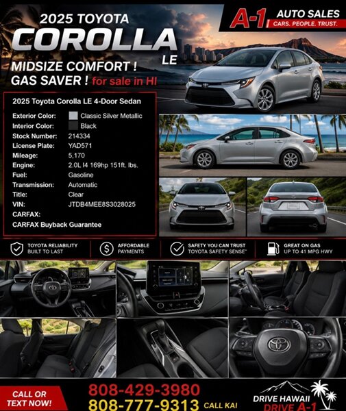2025 Toyota Corolla LE - Photo 2 - Honolulu, HI 96818