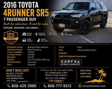 2016 Toyota 4Runner SR5 HARD TO FIND ! - Photo 2 - Honolulu, HI 96818