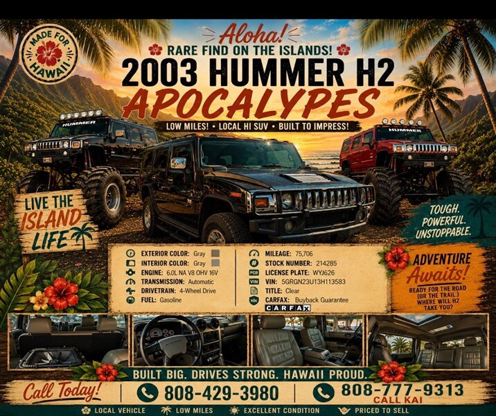 2003 Hummer H2 APOCALYPES  SUPER LOW MILES !