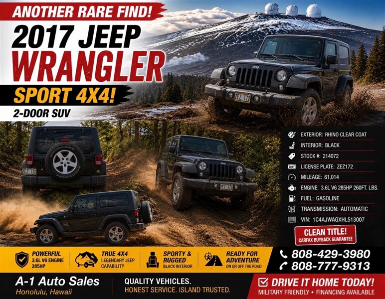 2017 Jeep Wrangler Sport  4X4! ANOTHER RARE FIND !