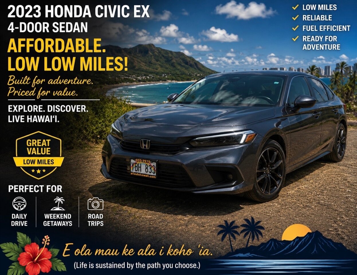 2023 Honda Civic Sport HONDA QUALITY BUILT ! RELIABLE & AFFORDABLE GAS SAVER ! - Photo 2 - Honolulu, HI 96818