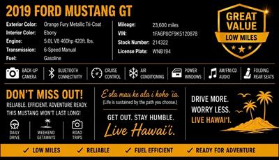 2019 Ford Mustang GT Premium 6 SPEED MANUAL ! SHIFT LIKE A BOSS ! - Photo 2 - Honolulu, HI 96818