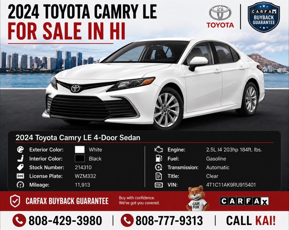 2024 Toyota Camry LE   - Photo 1 - Honolulu, HI 96818