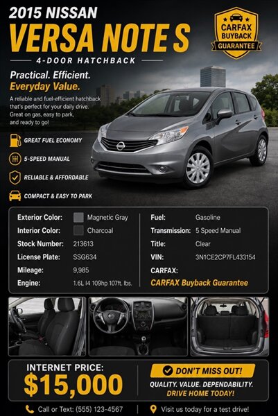 2015 Nissan Versa Note S  GAS SAVER! HARD TO FIND ! SUPER LOW MILES !!! - Photo 1 - Honolulu, HI 96818