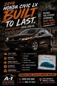 2014 Honda Civic LX  HONDA QUALITY ! Sedan
