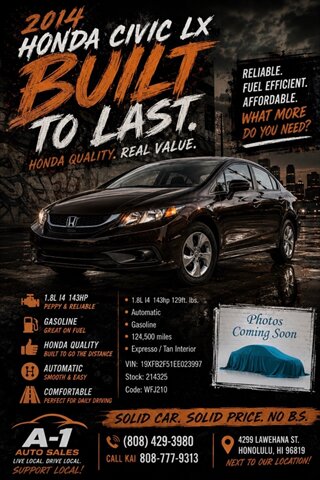 2014 Honda Civic LX  HONDA QUALITY ! - Photo 1 - Honolulu, HI 96818