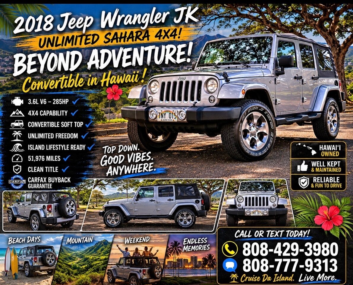 2018 Jeep Wrangler JK Unlimited Sahara  4X4! BEYOND ADVENTURE !  CONVERTIBLE IN HAWAII ! - Photo 1 - Honolulu, HI 96818