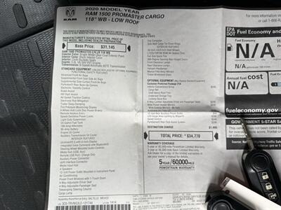 2020 RAM ProMaster 1500 118 " WB  Low Roof Cargo - Photo 35 - Flushing, MI 48433