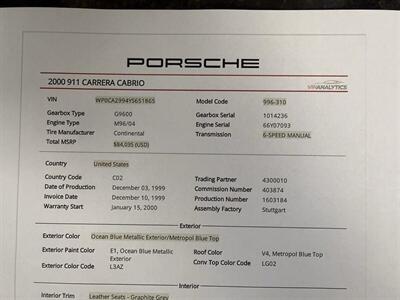 2000 Porsche 911 Carrera Cabriolet  6-Speed Manual - Photo 43 - Flushing, MI 48433