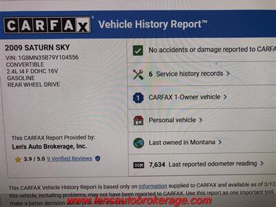 2009 Saturn SKY  *7600 MILE CARFAX 1 OWNER! - Photo 2 - Tucson, AZ 85705