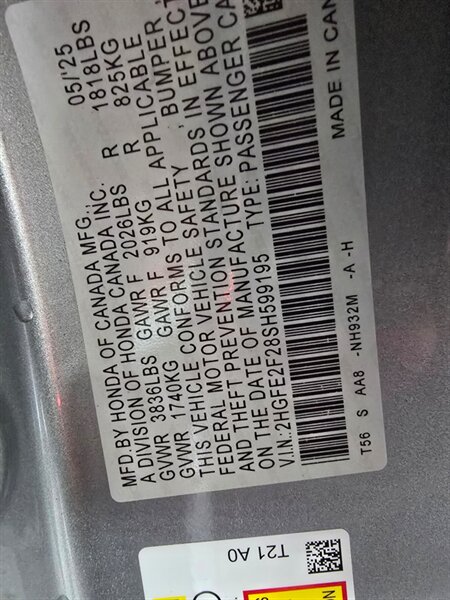 2025 Honda Civic LX 4DR SEDAN - Photo 30 - Hamilton, OH 45015