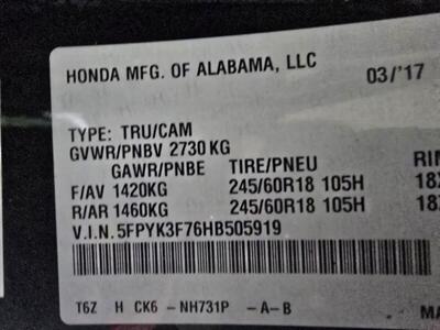 2017 Honda Ridgeline RTL-E 4DR CREW CAB 4X4   - Photo 40 - Hamilton, OH 45015