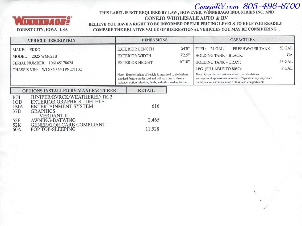 2025 Winnebago Ekko 23B Pop Top Mercedes Sprinter Lithium Power All Wheel  Drive - Photo 60 - Thousand Oaks, CA 91360