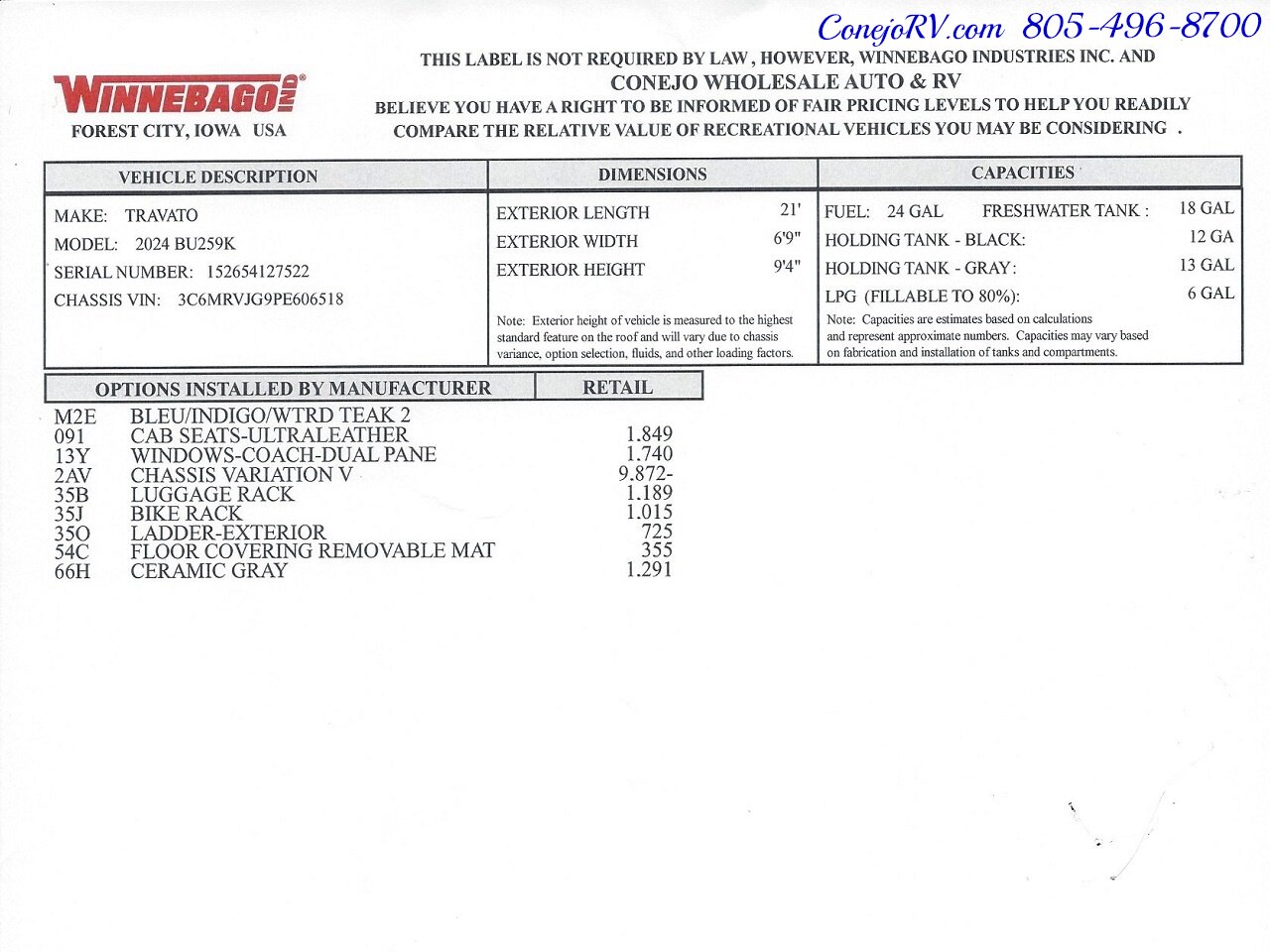 2024 Winnebago Travato 59K Touring Coach 2.8KW Onan Generator   - Photo 42 - Thousand Oaks, CA 91360