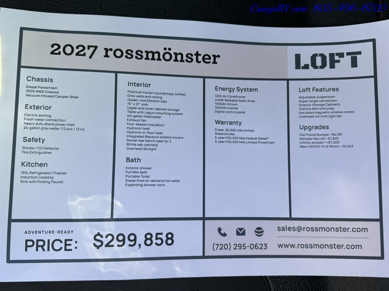 2027 Rossmonster Loft Loft AWD Mercedes Sprinter 144 3500 Chassis  1K AH Lithium System Rear Lounge Power Lift Bed - Photo 51 - Thousand Oaks, CA 91360
