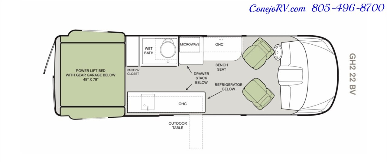 2026 Tiffin GH2 AWD Sprinter Mercedes 2500 EXT AWD  Turbo Diesel 540AH Battle Born Lithium Ion Kit - Photo 47 - Thousand Oaks, CA 91360