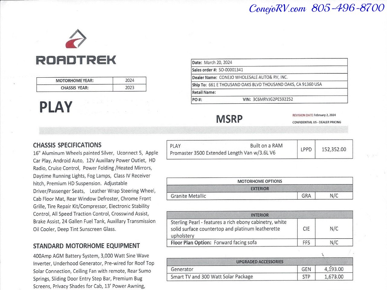 2024 Roadtrek Play Promaster Extended 3500 Power Rear Lounge King Bed   - Photo 44 - Thousand Oaks, CA 91360