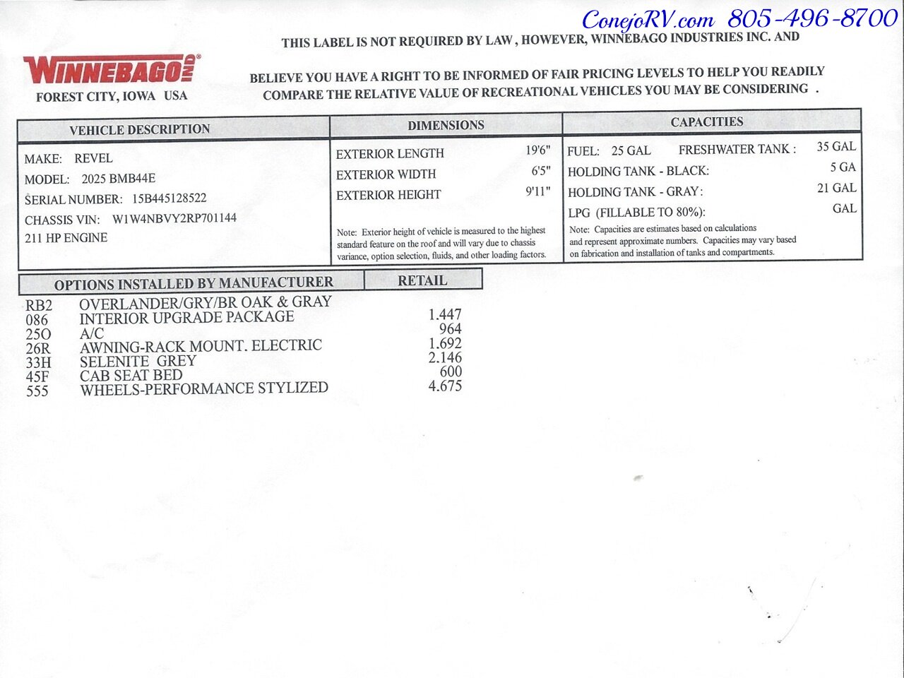 2025 Winnebago Revel 44E 2.5-1 AWD Sprinter Mercedes Turbo Diesel, 8.4KWH Lithionics System - Photo 41 - Thousand Oaks, CA 91360