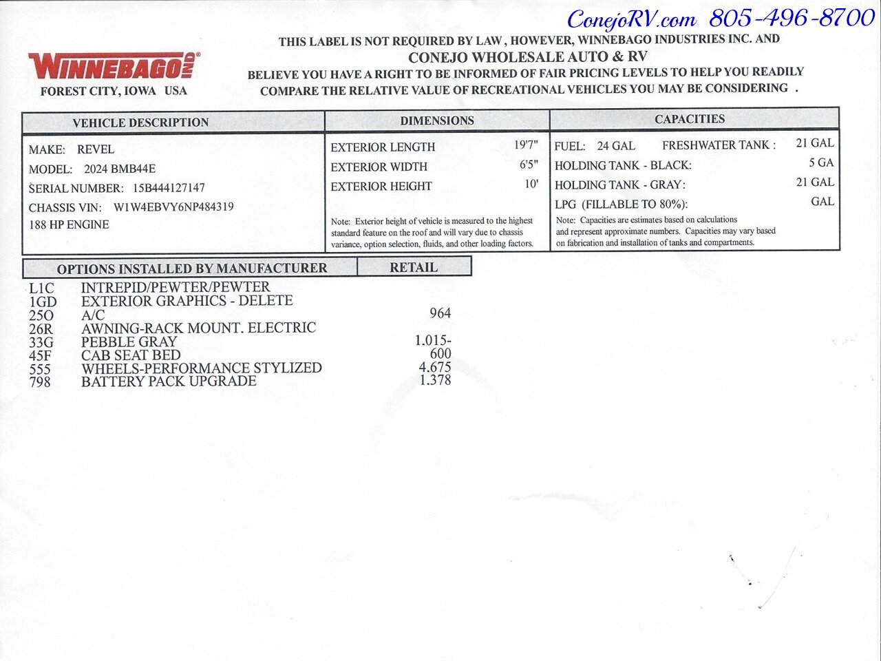 2024 Winnebago Revel 44E 4X4 Sprinter Mercedes Turbo Diesel, 320 AH Lithium   - Photo 47 - Thousand Oaks, CA 91360