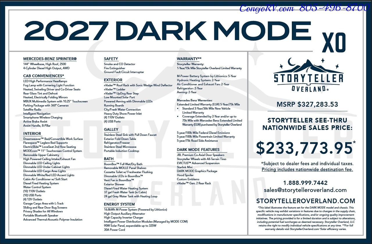 2026 Storyteller Overland Dark Mode XO AWD 16.8KW Lithonics Lithium System - Photo 45 - Thousand Oaks, CA 91360