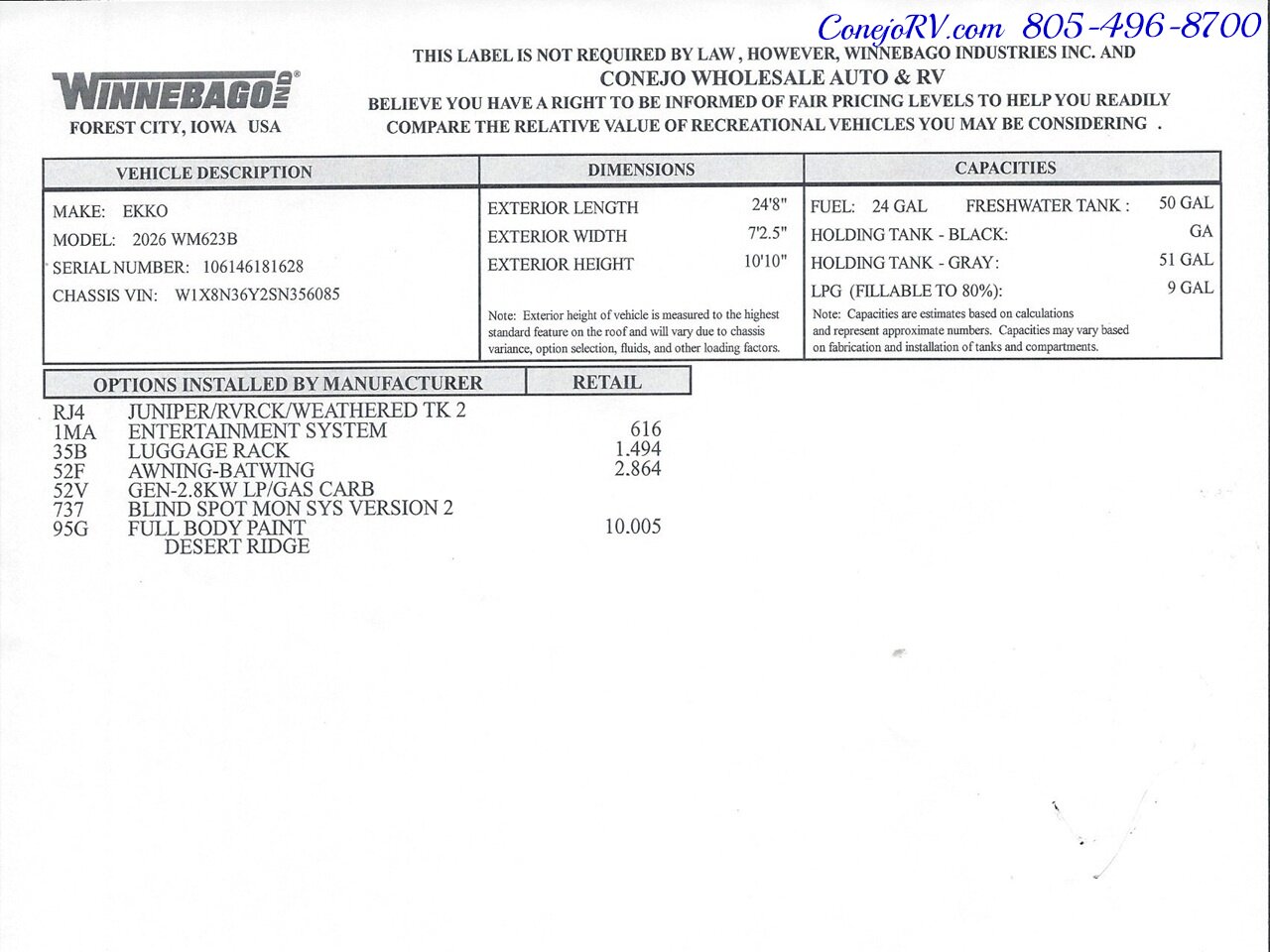 2026 Winnebago Ekko 23B Mercedes Sprinter Lithium Power All Wheel Drive   - Photo 60 - Thousand Oaks, CA 91360
