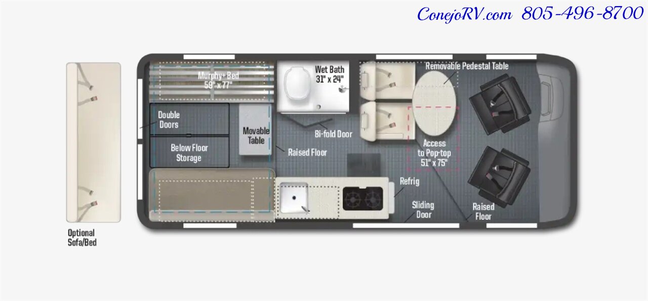 2026 Winnebago Solis 59P **NEW FOR 2026 2.8KW GENERATOR**Pop Top Full  Galley Convertible SOFA Roof AC - Photo 46 - Thousand Oaks, CA 91360