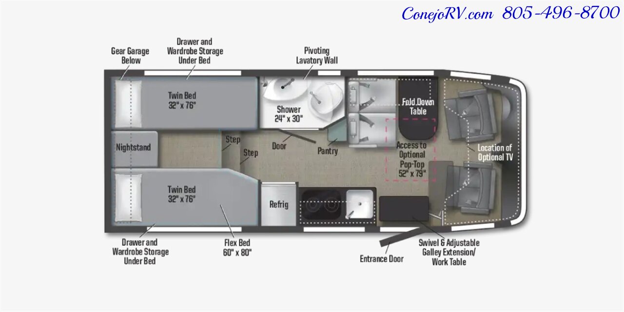 2023 Winnebago Ekko 22A Lithium Power 310HP All Wheel Drive Pop Top 25K Miles - Photo 58 - Thousand Oaks, CA 91360