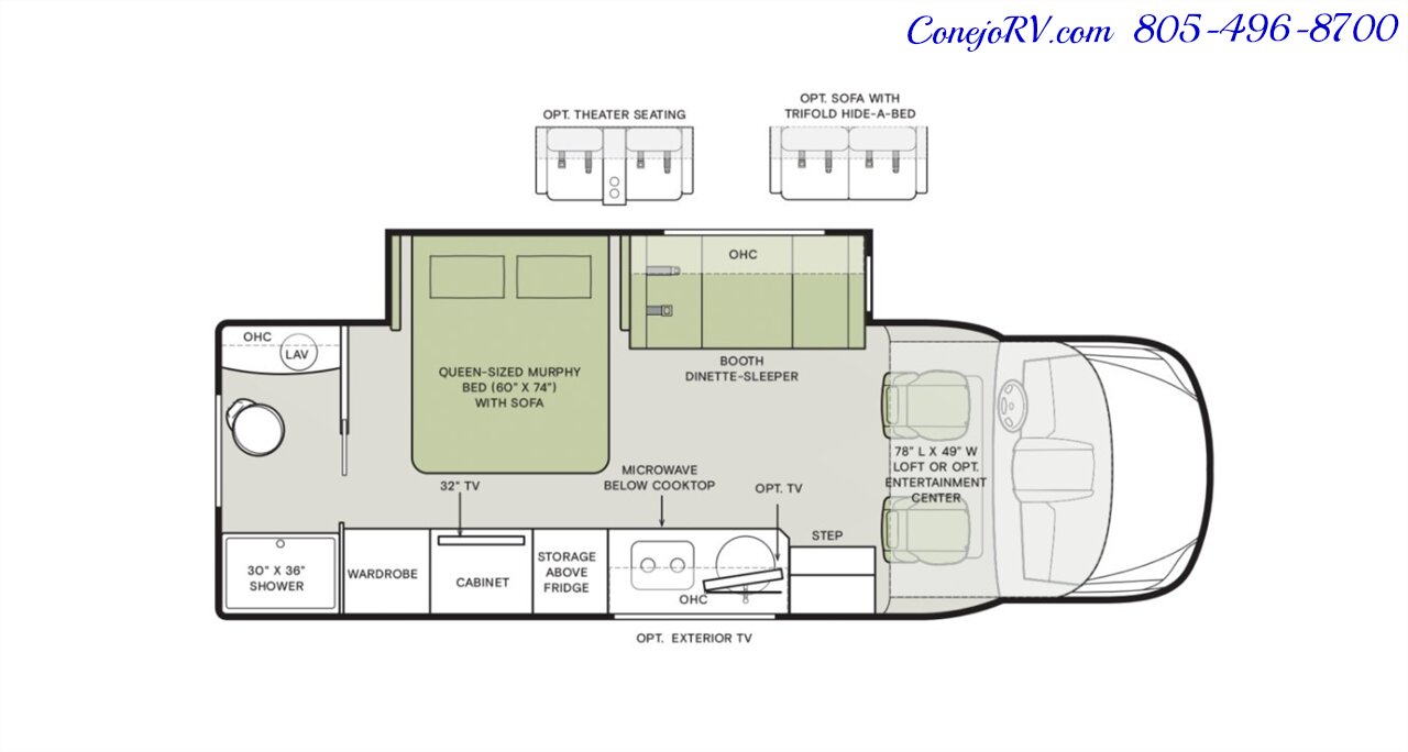 2026 Tiffin Wayfarer 25XRW Murphy Bed Full Wall Slide-Out Theater Seats Mercedes Turbo Diesel Full Body Paint - Photo 57 - Thousand Oaks, CA 91360
