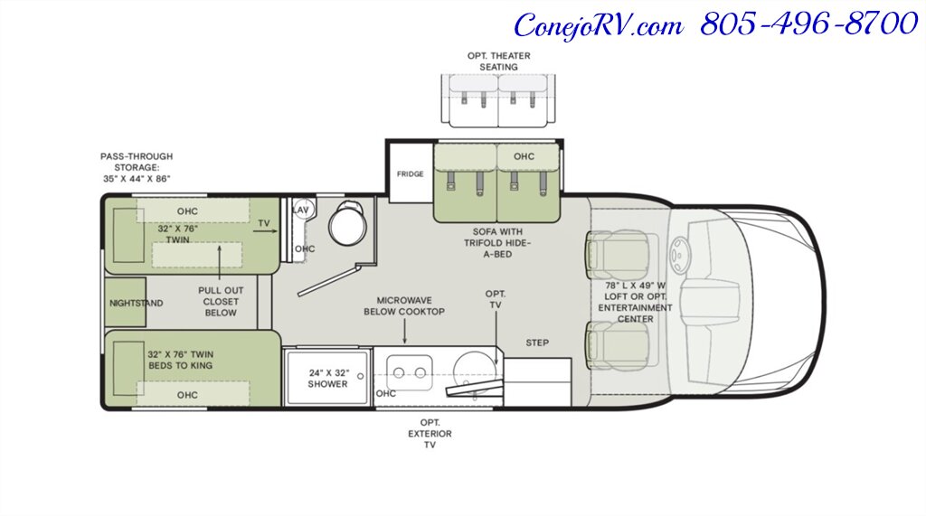 2026 Tiffin Wayfarer 25XLW Slide-Out Theater Seats Mercedes Turbo Diesel Full Body Paint - Photo 59 - Thousand Oaks, CA 91360