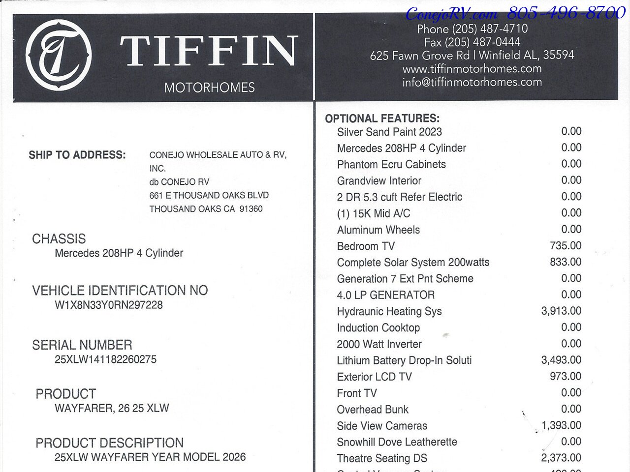 2026 Tiffin Wayfarer 25XLW Slide-Out Theater Seats Mercedes Turbo Diesel  Full Body Paint - Photo 57 - Thousand Oaks, CA 91360