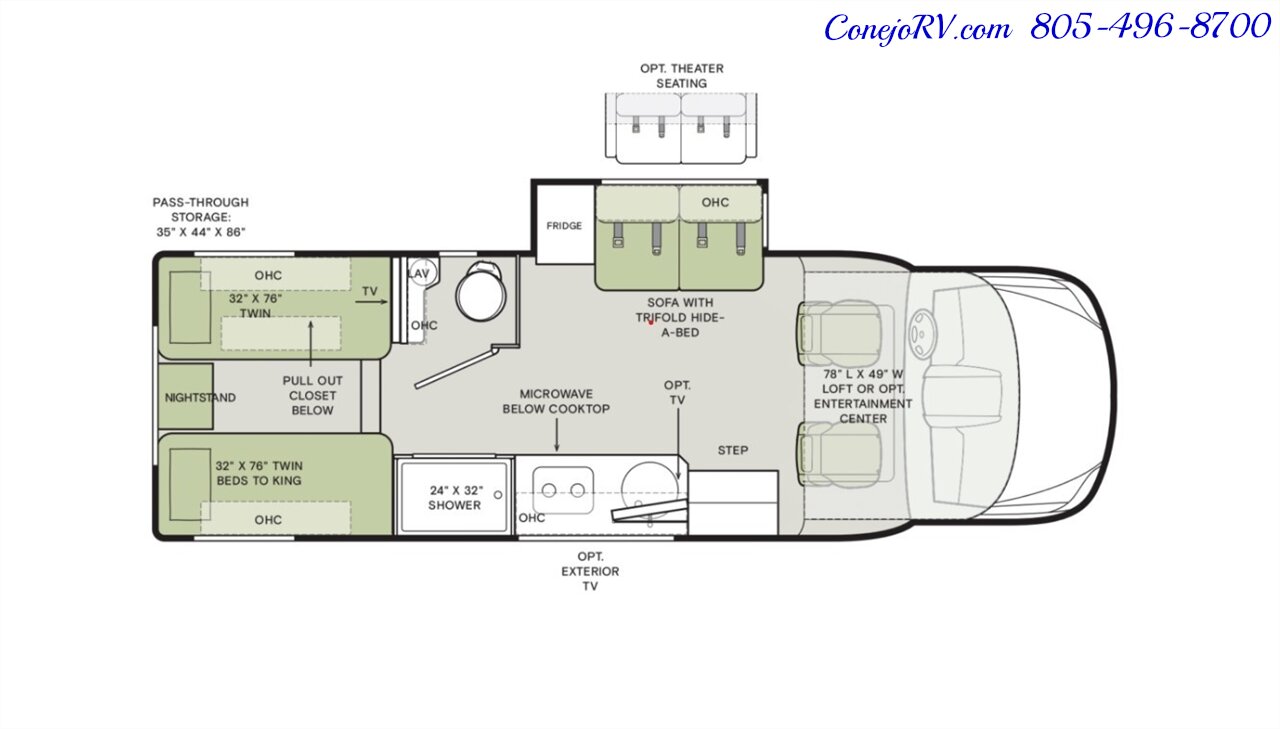 2026 Tiffin Wayfarer 25XLW Slide-Out Theater Seats Mercedes Turbo Diesel  Full Body Paint - Photo 59 - Thousand Oaks, CA 91360
