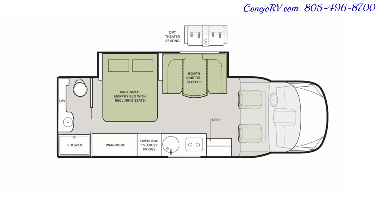 2026 Tiffin Wayfarer 25RW Murphy Bed Full Wall Slide-Out Booth Dinette Mercedes Turbo Diesel Full Body Paint - Photo 54 - Thousand Oaks, CA 91360