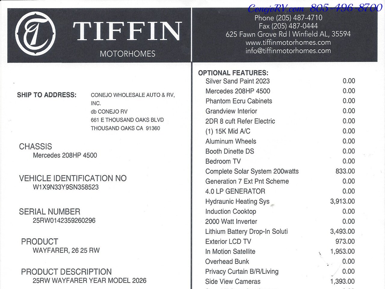 2026 Tiffin Wayfarer 25RW Murphy Bed Full Wall Slide-Out Booth Dinette Mercedes Turbo Diesel Full Body Paint - Photo 52 - Thousand Oaks, CA 91360