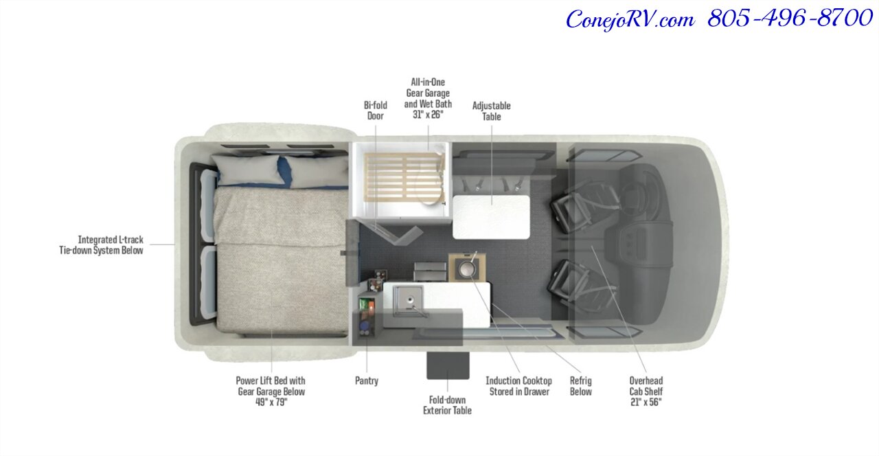 2027 Winnebago Revel 44EC AWD Sofa Sprinter Mercedes Turbo Diesel, 8.4KWH Lithionics Lithium System - Photo 42 - Thousand Oaks, CA 91360