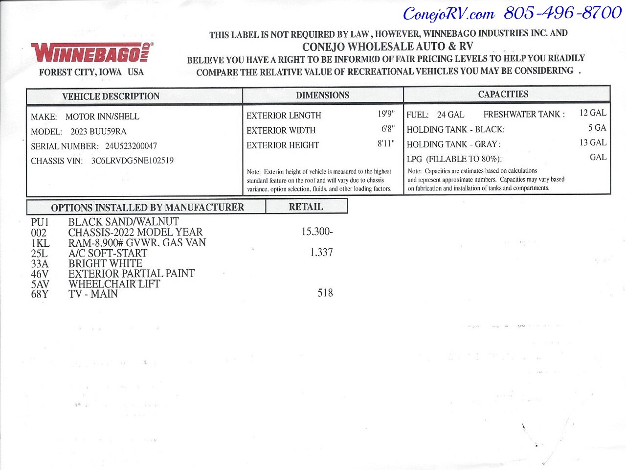 2023 WINNEBAGO Roam U59RA Accessibility Power Lift Power Lounge Full Galley   - Photo 41 - Thousand Oaks, CA 91360