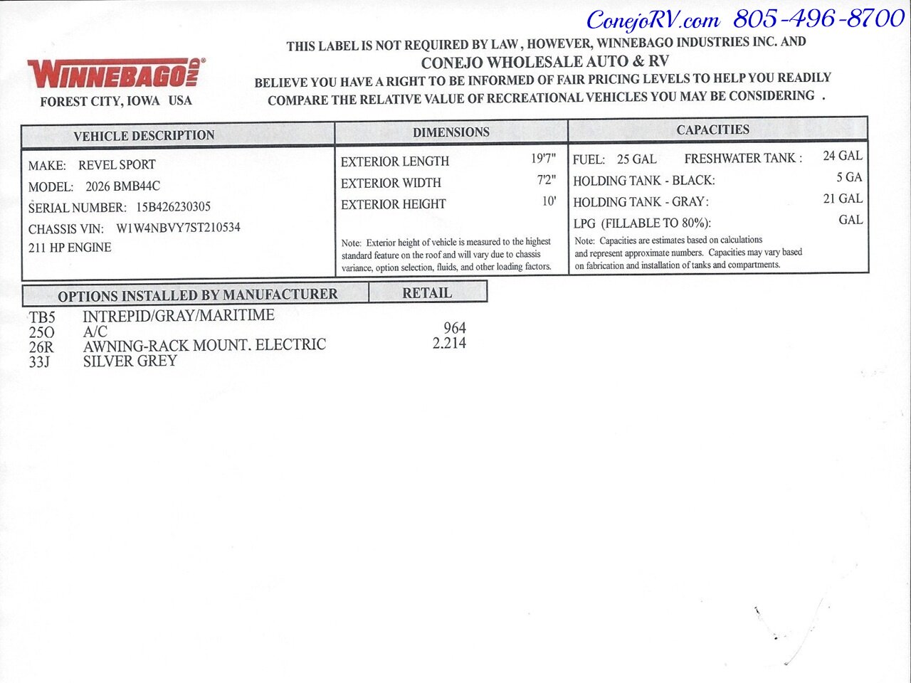 2026 Winnebago Revel Sport 44C AWD Sprinter Mercedes Turbo Diesel 5kWh Ecoflow Lithium System - Photo 45 - Thousand Oaks, CA 91360