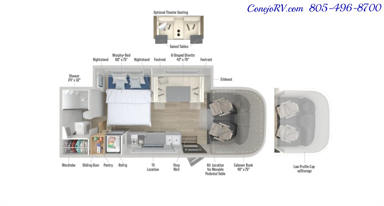 2027 Winnebago View 24D Full Wall Slide Murphy Bed Mercedes Turbo Diesel  Full Body Paint - Photo 45 - Thousand Oaks, CA 91360