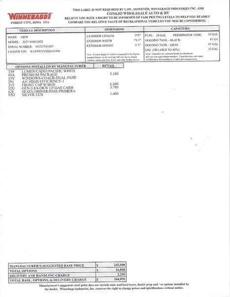 2027 Winnebago View 24D Full Wall Slide Murphy Bed Mercedes Turbo Diesel  Full Body Paint - Photo 46 - Thousand Oaks, CA 91360