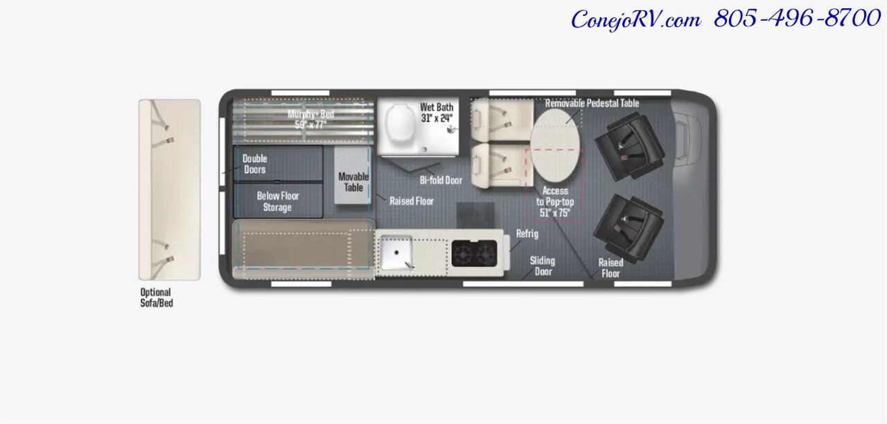 2025 Winnebago Solis 59P Pop Top Full Galley Murphy Bed Roof AC   - Photo 47 - Thousand Oaks, CA 91360