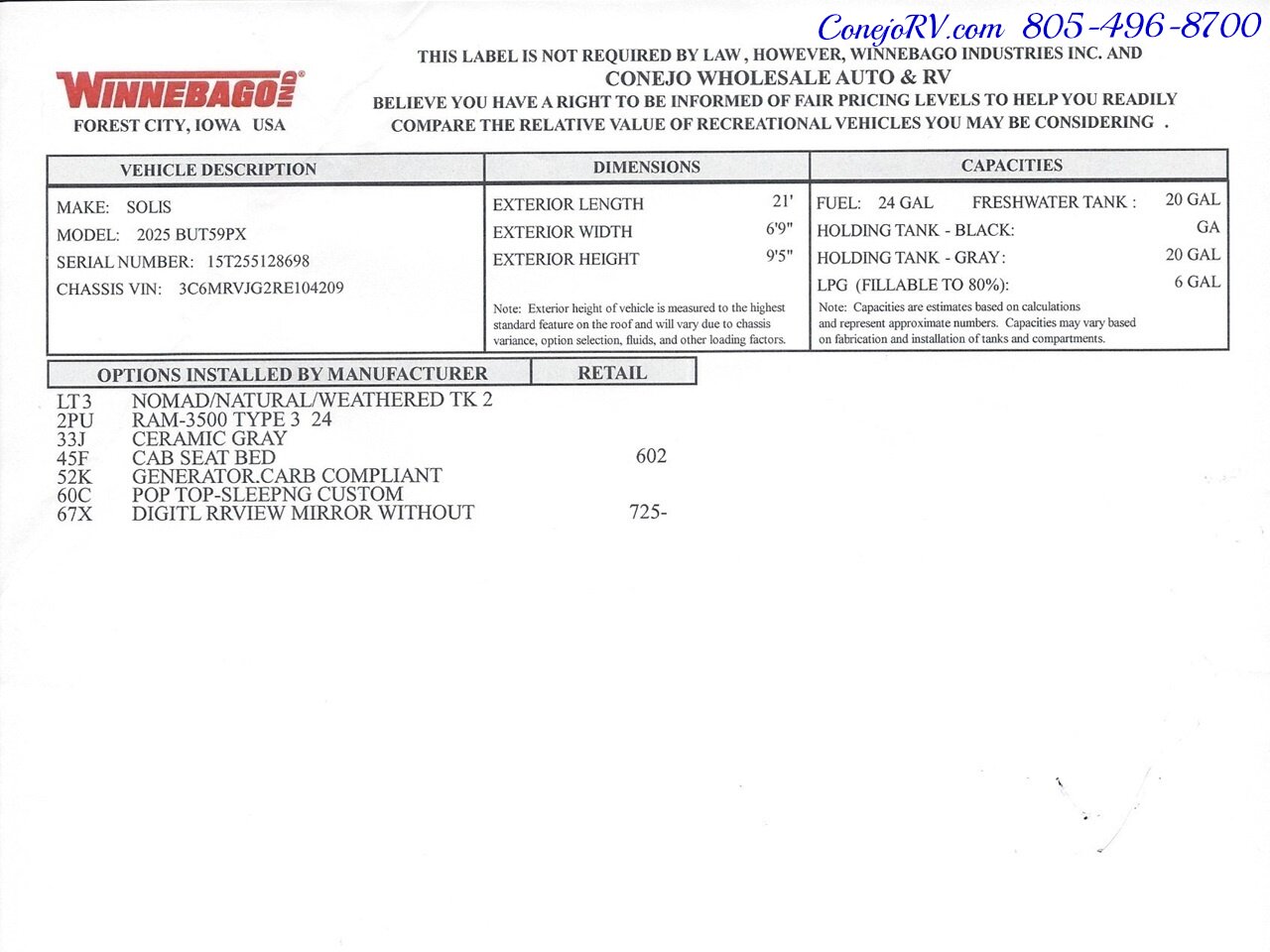 2025 Winnebago Solis 59PX Murphy Bed Pop Top Full Galley   - Photo 46 - Thousand Oaks, CA 91360