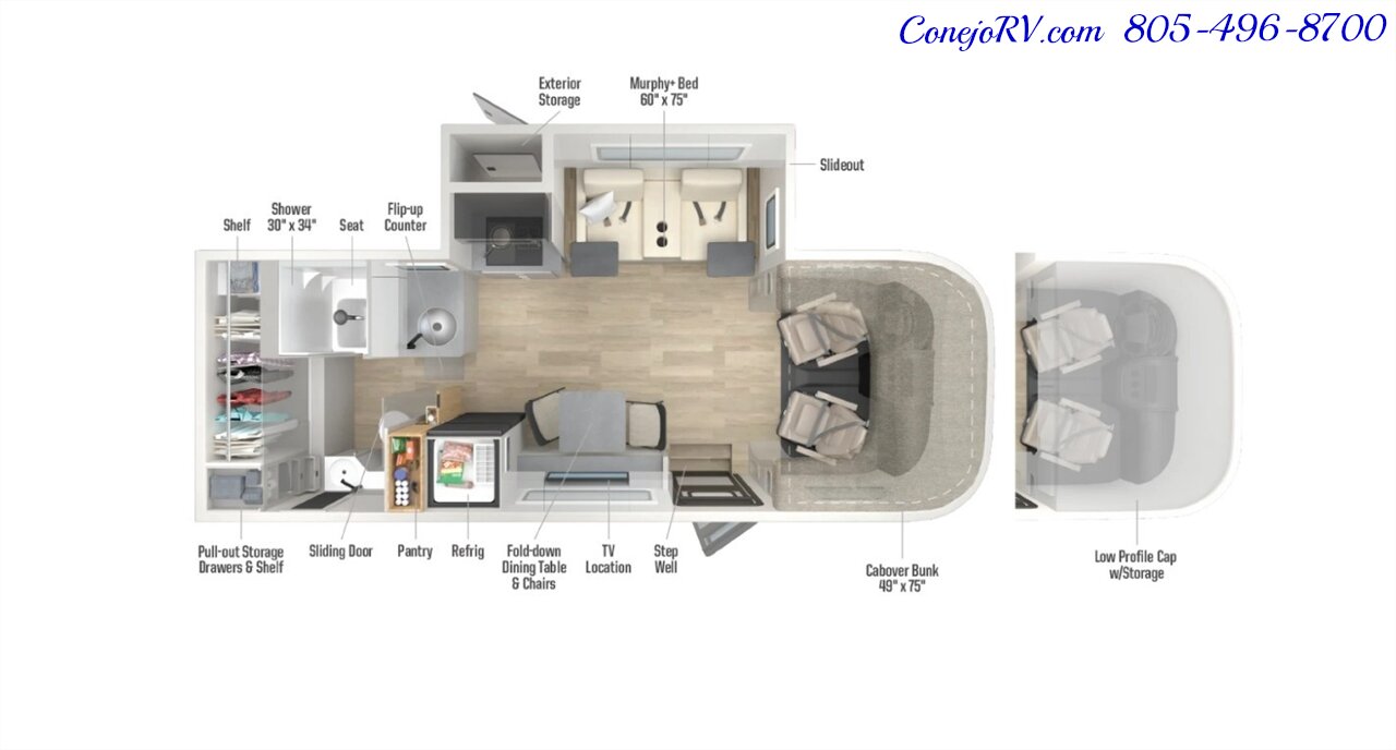 2025 Winnebago View 24T Slide-Out Murphy Bed Mercedes Turbo Diesel Full  Body Paint - Photo 54 - Thousand Oaks, CA 91360