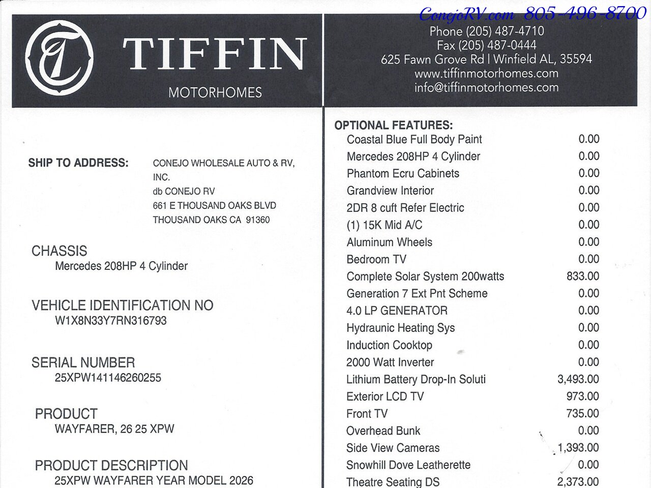 2026 Tiffin Wayfarer 25XPW Full Wall Slide-Out Theater Seats Mercedes Turbo Diesel Full Body Paint - Photo 57 - Thousand Oaks, CA 91360