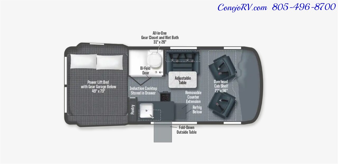 2026 Winnebago Revel Sport 44C AWD Sprinter Mercedes Turbo Diesel 5kWh Ecoflow Lithium System - Photo 47 - Thousand Oaks, CA 91360