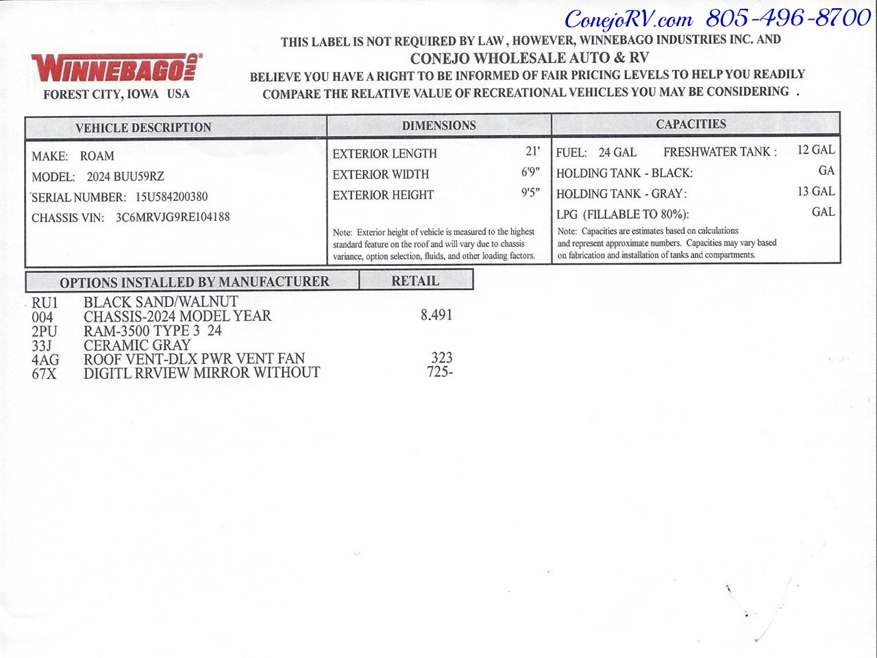 2024 Winnebago Roam 59RZ Accessibility Power Lift Power Lounge Full Galley - Photo 40 - Thousand Oaks, CA 91360